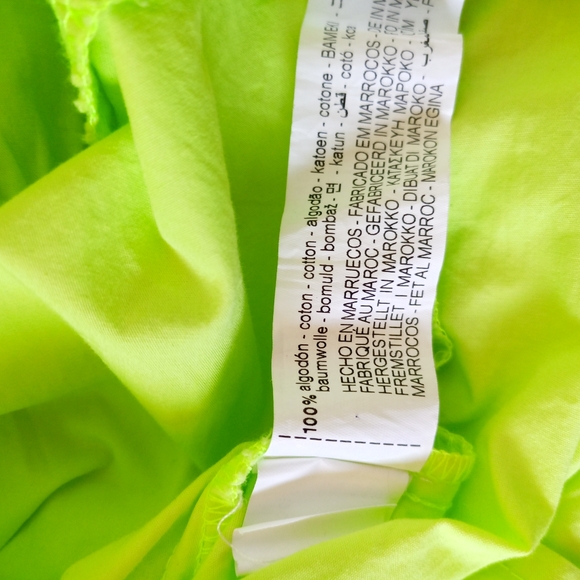 Zara neon lime green tiered puff sleeve dress - Picture 5 of 5